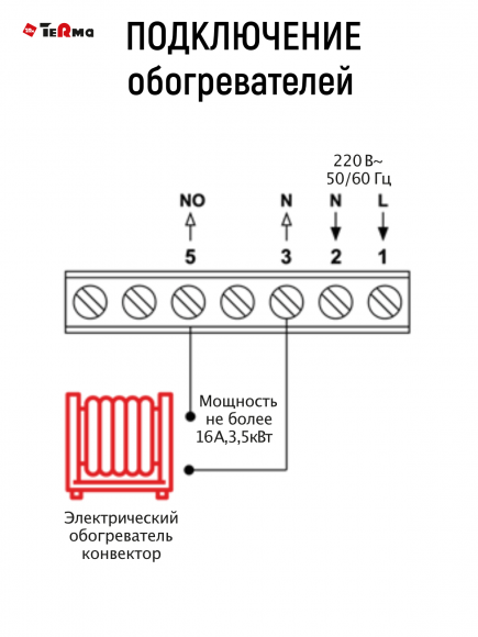 Терморегулятор для теплых полов Terma TRm030, белый, 16А