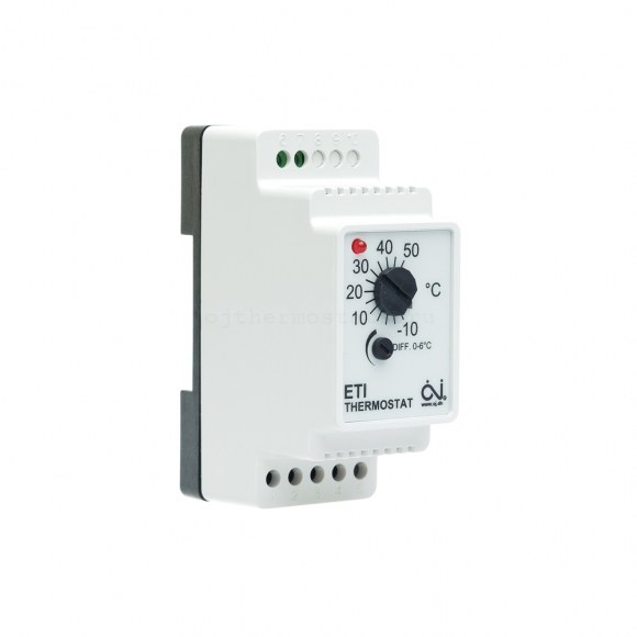 Терморегулятор ETI-1551, механический, -10 +50, 16А, на DIN-рейку